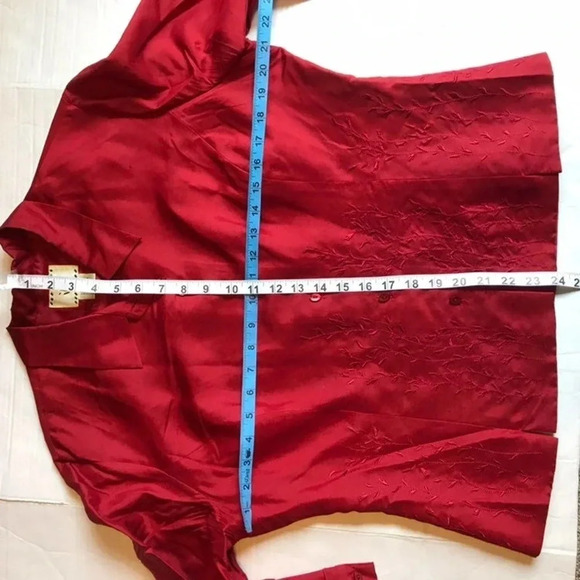 ICE Red 100% Silk Lined Beads Women Blouse size Xl - Picture 3 of 8